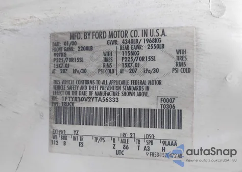 2000 Ford Ranger Xl/Xlt from USA, damaged, VIN 1FTYR10V2YTA56333